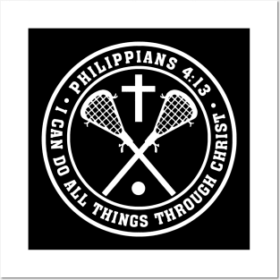 Lacrosse Philippians 4:13 Jesus I can do all Things Christian LAX Posters and Art